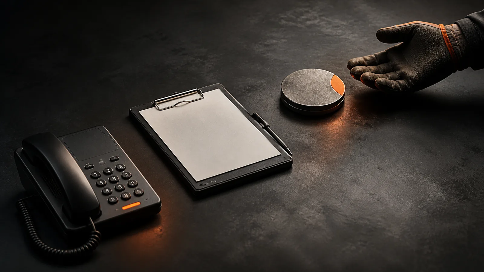 Service phone, technician notes, and dispatch tools arranged as a call journey
